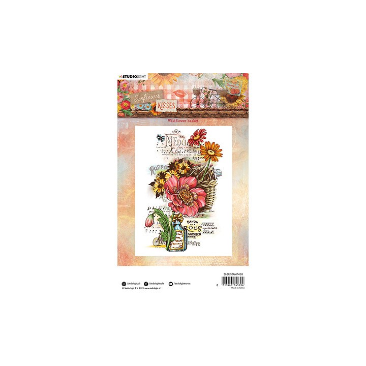 (SL-SK-STAMP438)Studio light Clear stamp Wildflower basket Sunflower Kisses nr.438