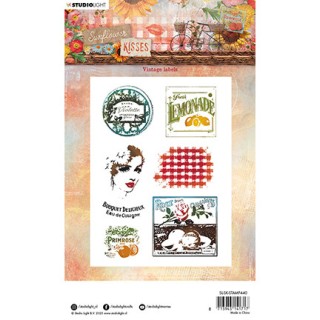(SL-SK-STAMP440)Studio light Clear stamp Vintage labels Sunflower Kisses nr.440