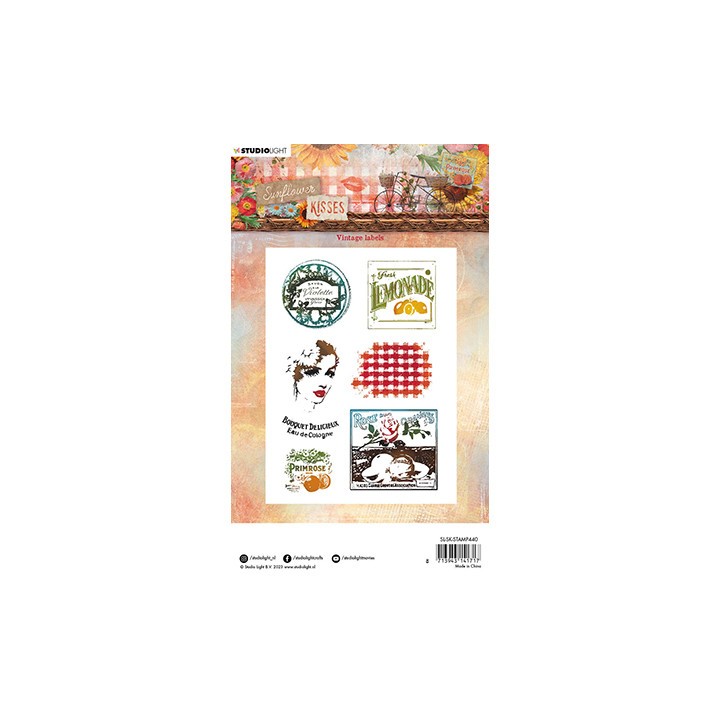 (SL-SK-STAMP440)Studio light Clear stamp Vintage labels Sunflower Kisses nr.440