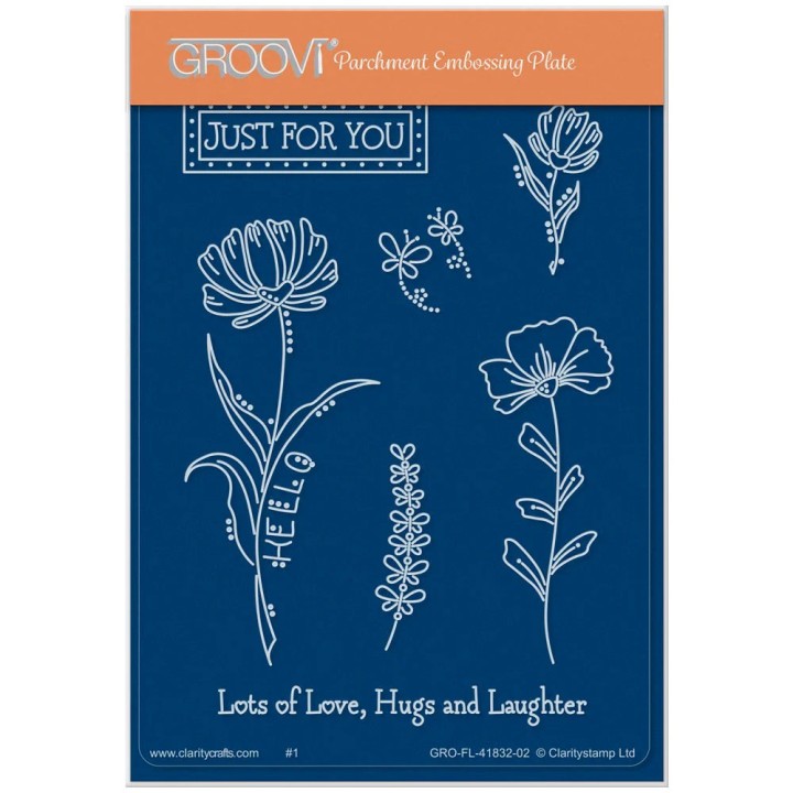 (GRO-FL-41832-02)Groovi® plate A6 TINA'S JUST FOR YOU FLOWERS