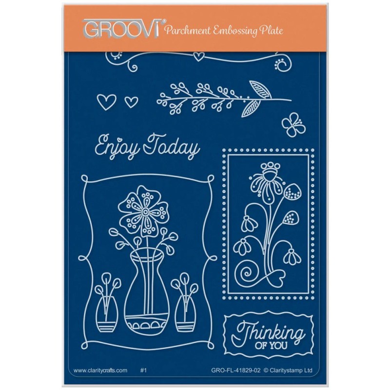 (GRO-FL-41829-02)Groovi® plate A6 TINA'S ENJOY TODAY FLOWERS