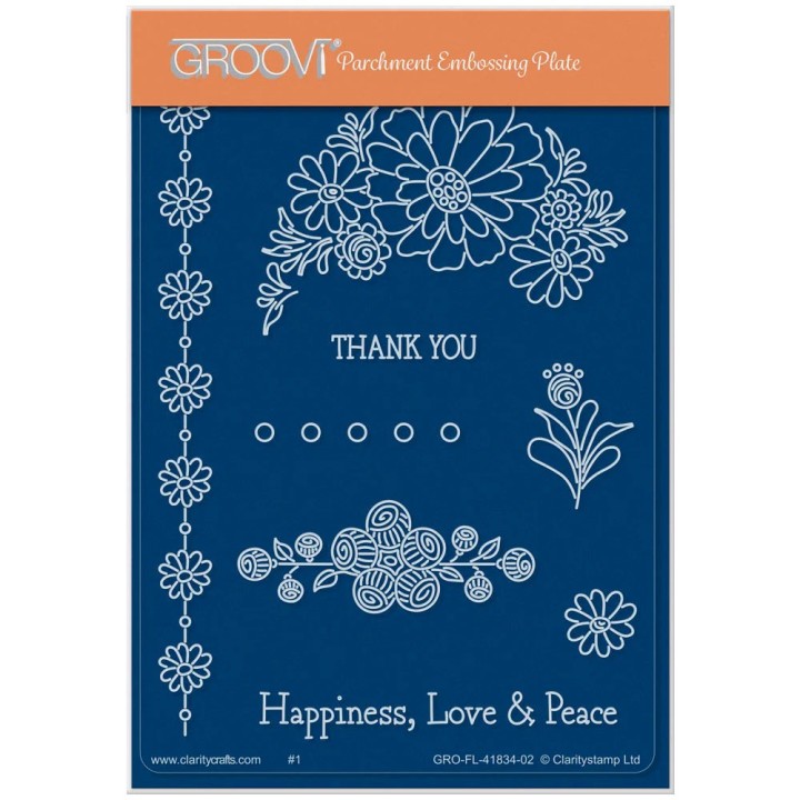 (GRO-FL-41834-02)Groovi® plate A6 TINA'S THANK YOU FLOWERS