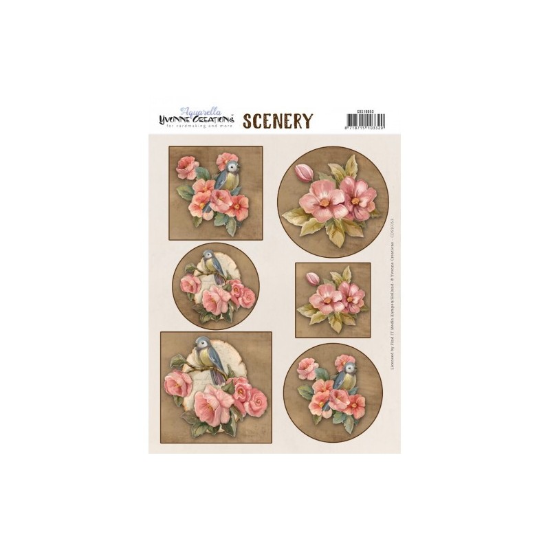 (CDS10053)Scenery - Yvonne Creations - Aquarella - Birds and Flowers