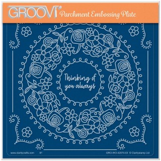 (GRO-WO-42074-03)Groovi Plate A5 THNKING OF YOU ALWAYS ROUND FLORAL FRAME