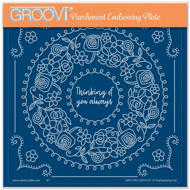 (GRO-WO-42074-03)Groovi Plate A5 THNKING OF YOU ALWAYS ROUND FLORAL FRAME