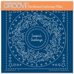 (GRO-WO-42073-03)Groovi Plate A5 SEASON'S GREETINGS ROUND FLORAL FRAME