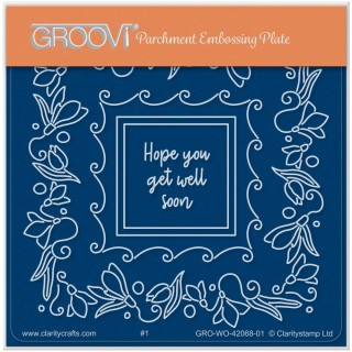 (GRO-WO-42068-01)Groovi® Baby plate A6 HOPE YOU GET WELL SOON SQUARE FLORAL FRAME A6