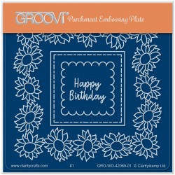 (GRO-WO-42069-01)Groovi® Baby plate A6 HAPPY BIRTHDAY SQUARE FLORAL FRAME