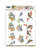 (SB10747)3D Push Out - Jeanine's Art - Vintage Birds - Stone Bird House