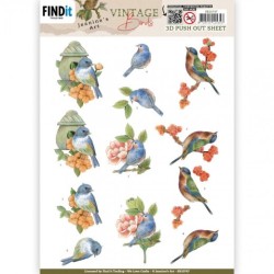 (SB10747)3D Push Out - Jeanine's Art - Vintage Birds - Stone Bird House