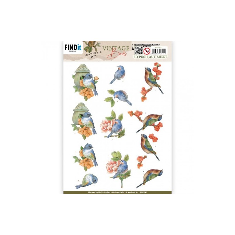 (SB10747)3D Push Out - Jeanine's Art - Vintage Birds - Stone Bird House