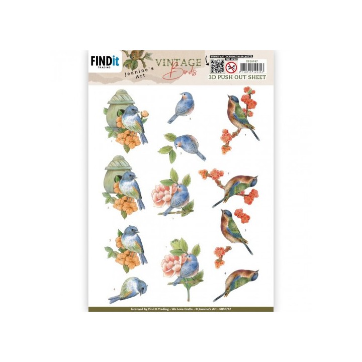 (SB10747)3D Push Out - Jeanine's Art - Vintage Birds - Stone Bird House