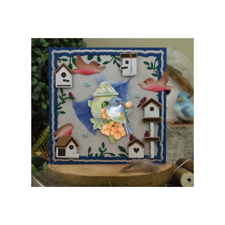 (SB10747)3D Push Out - Jeanine's Art - Vintage Birds - Stone Bird House