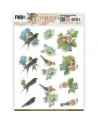 (SB10748)3D Push Out - Jeanine's Art - Vintage Birds - Bird's Nest