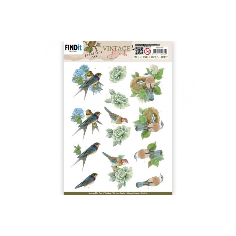 (SB10748)3D Push Out - Jeanine's Art - Vintage Birds - Bird's Nest