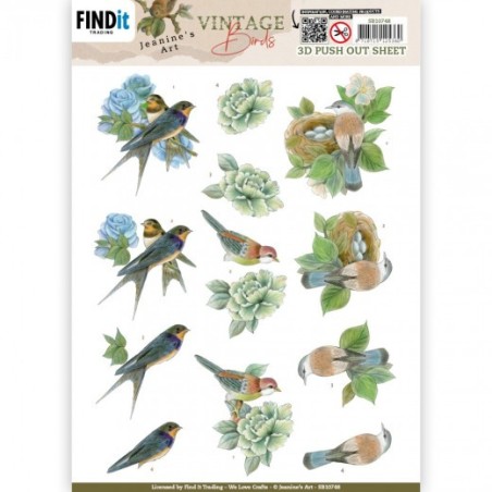 (SB10748)3D Push Out - Jeanine's Art - Vintage Birds - Bird's Nest