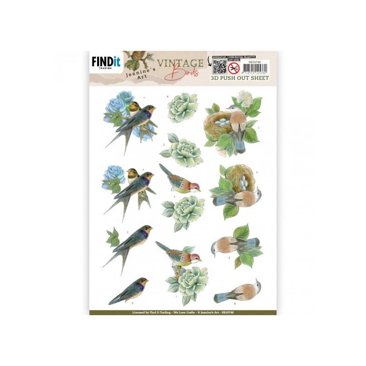 (SB10748)3D Push Out - Jeanine's Art - Vintage Birds - Bird's Nest