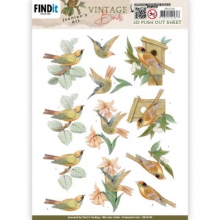 (SB10749)3D Push Out - Jeanine's Art - Vintage Birds - Wooden Bird House