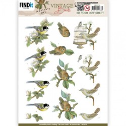 (SB10750)3D Push Out - Jeanine's Art - Vintage Birds - Birdcage