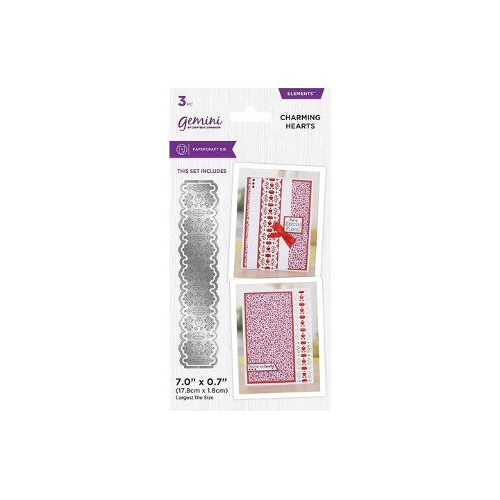 (GEM-MD-ELE-CHHE)Gemini Ribbon Threading Charming Hearts Elements Dies