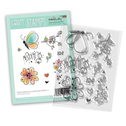 (PD8740)Polkadoodles Hearts and Flowers Butterfly 2 Craft Stamps (10pcs)