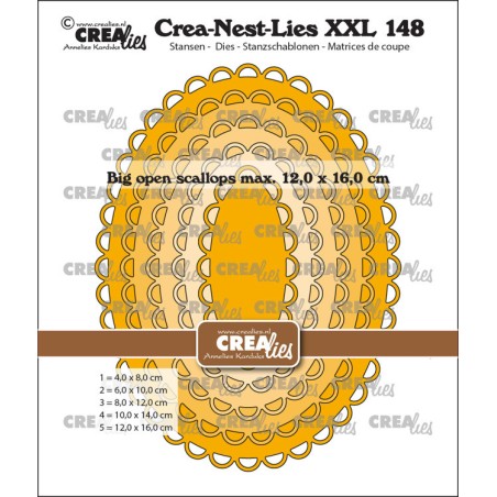(CLNestXXL148)Crealies Crea-Nest-Lies XXL Big open scalloped ovals