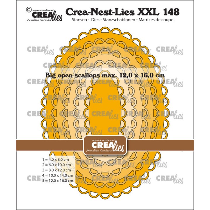 (CLNestXXL148)Crealies Crea-Nest-Lies XXL Big open scalloped ovals