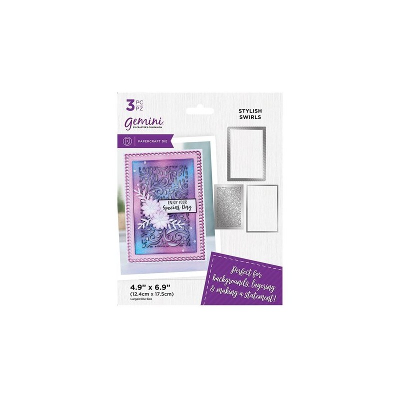 (GEM-MD-CAD-STSW)Gemini Deep Border Stylish Swirls Create-a-Card Dies