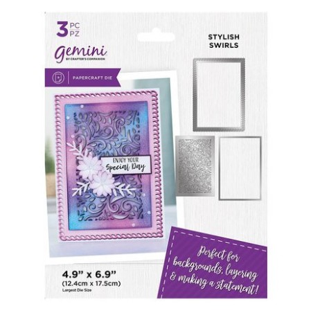 (GEM-MD-CAD-STSW)Gemini Deep Border Stylish Swirls Create-a-Card Dies