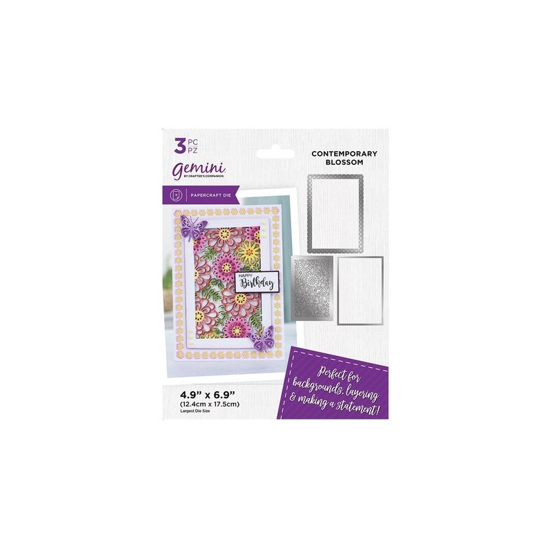 (GEM-MD-CAD-COBL)Gemini Deep Border Contemporary Blossom Create-a-Card Dies