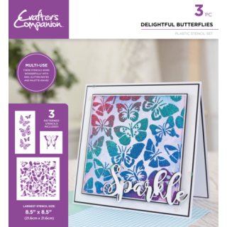 (CC-STEN-DELBUTT)Crafter's Companion Delightful Butterflies Multi-Use Stencil Set (3pcs)