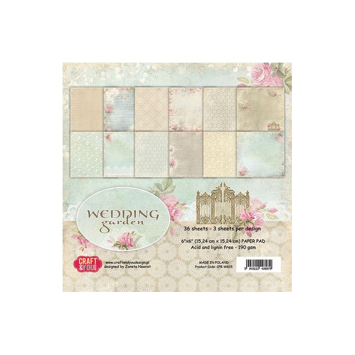 (CPB-WG15)Craft and You design Wedding Garden 6x6 Inch Paper Set 190gsm (36sheets)