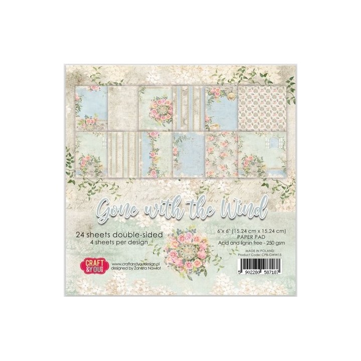 (CPB-GWW15)Craft and You design Gone With The Wind 6x6 Inch Paper Set 250gsm (24sheets)