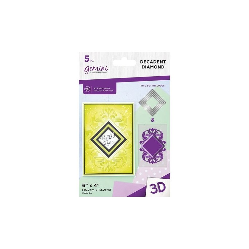 (GEM-EFD-3D-DEDI)Gemini 3D Embossing Folder and Nesting Dies Decadent Diamond