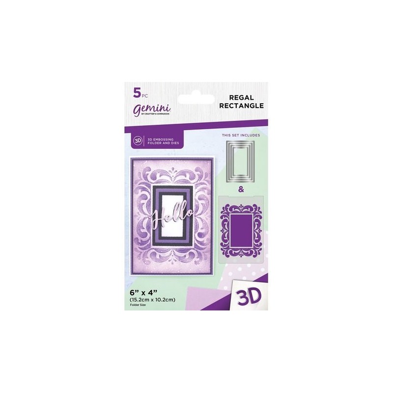 (GEM-EFD-3D-RERE)Gemini 3D Embossing Folder and Nesting Dies Regal Rectangle