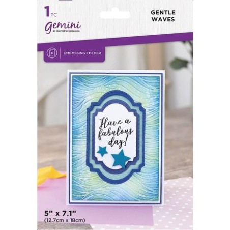 (GEM-EF5-GENWAVE)Gemini Textured Gentle Waves 2D Embossing Folder