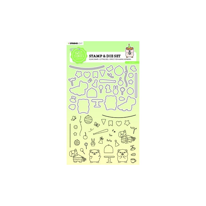 (SL-SS-SCD56)Studio Light Stamp & Cutting Die Tea party Sweet Stories nr.56