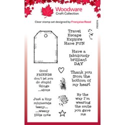 (FRS974)Woodware Tagged Greeings Clear Stamps