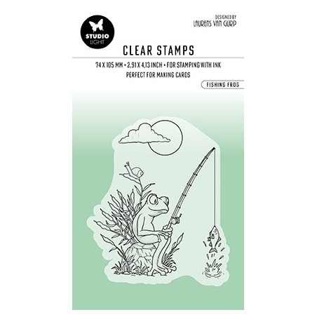 (BL-ES-STAMP458)Studio light BL Clear stamp Fishing frog By Laurens nr.458