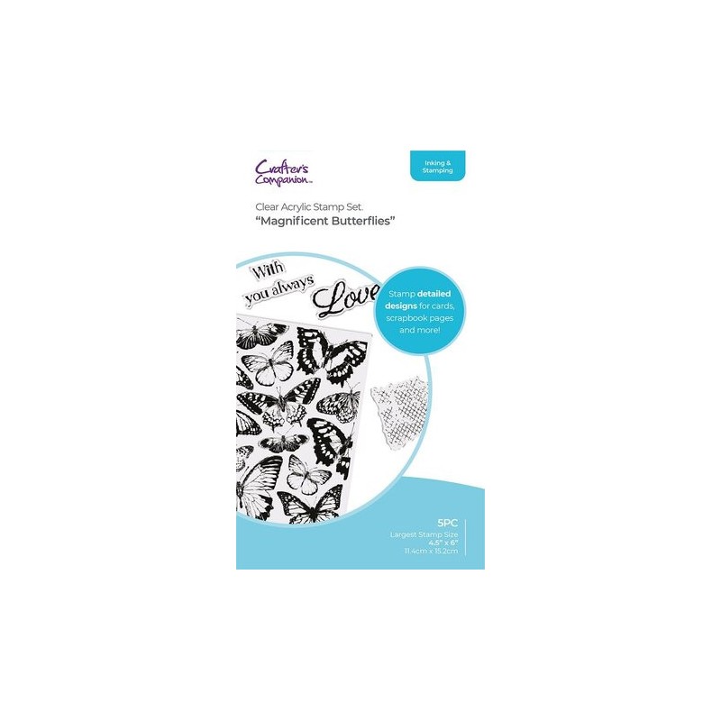 (CC-ST-CA-MAGBUT)Crafter's Companion Magnificent Butterflies Clear Acrylic Stamp Set