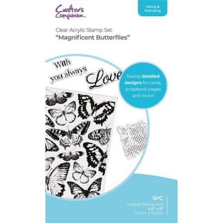 (CC-ST-CA-MAGBUT)Crafter's Companion Magnificent Butterflies Clear Acrylic Stamp Set