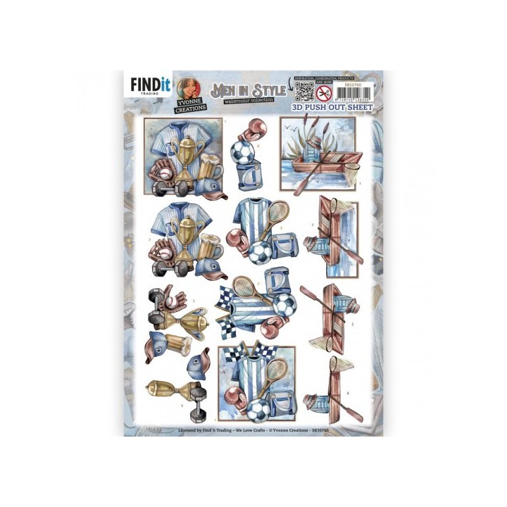 (SB10760)3D Push Out - Yvonne Creations - Men in Style - Sports