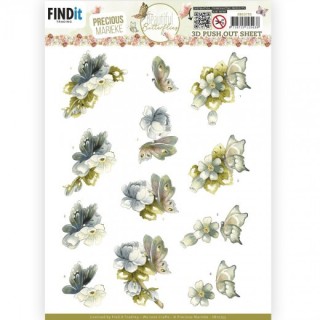 (SB10755)3D Push Out - Precious Marieke - Beautiful Butterfly - Blue