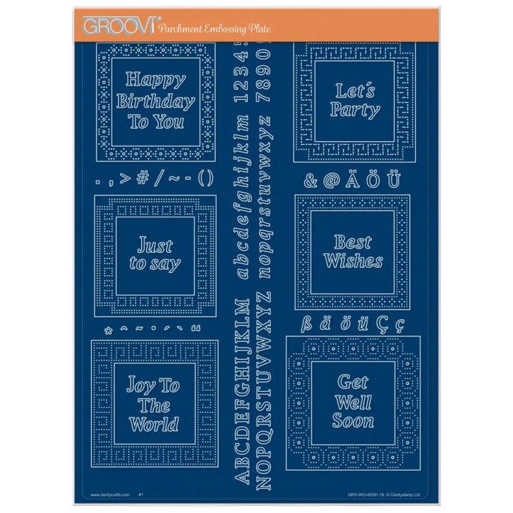 (GRO-WO-42091-16)Groovi plate A4 - DOTTED LACE FRAMES - ABC & NUMBERS