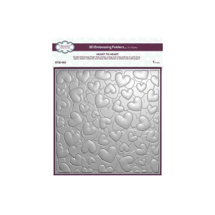 (EF3D-063)Creative Expressions Sue Wilson 3D Embossing Folder 8x8 Inch Heart To Heart