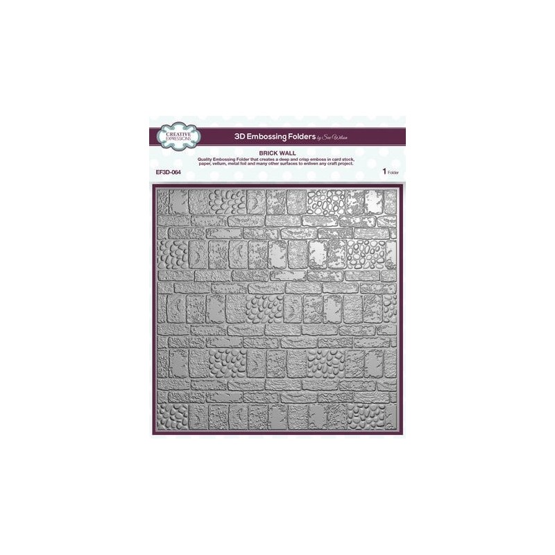 (EF3D-064)Creative Expressions Sue Wilson 3D Embossing Folder 8x8 Inch Brick Wall