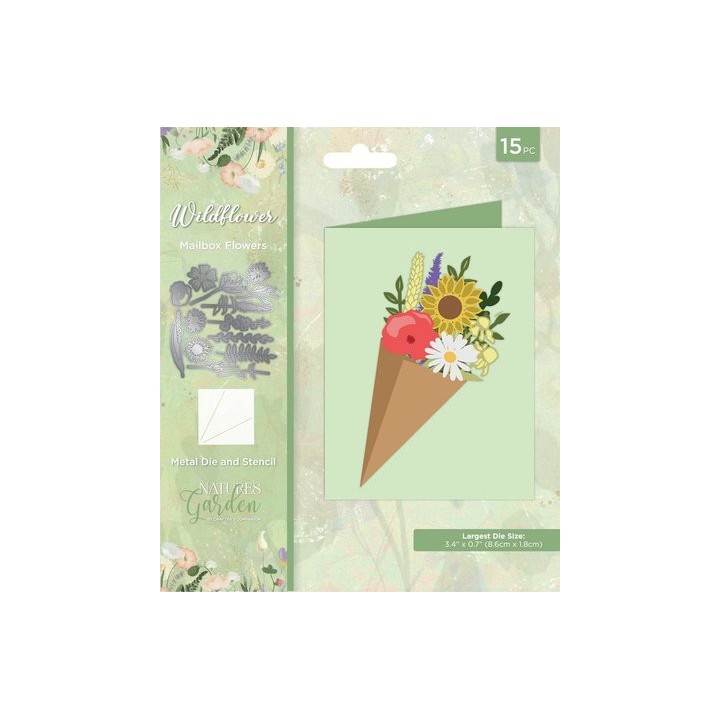 (NG-WILD-MDST-MBFL)Crafter's Companion Wildflower Metal Die & Stencil Mailbox Flowers