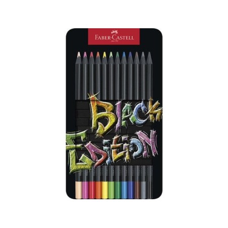 (116413)Faber Castell Black Edition Colour Pencils Tin (12pcs)