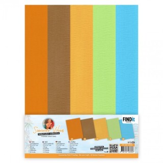 (YC-A4-10024)Linen Cardstock Pack - A4 - Yvonne Creations - Summer Vibes