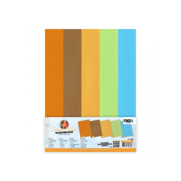 (YC-A4-10024)Linen Cardstock Pack - A4 - Yvonne Creations - Summer Vibes